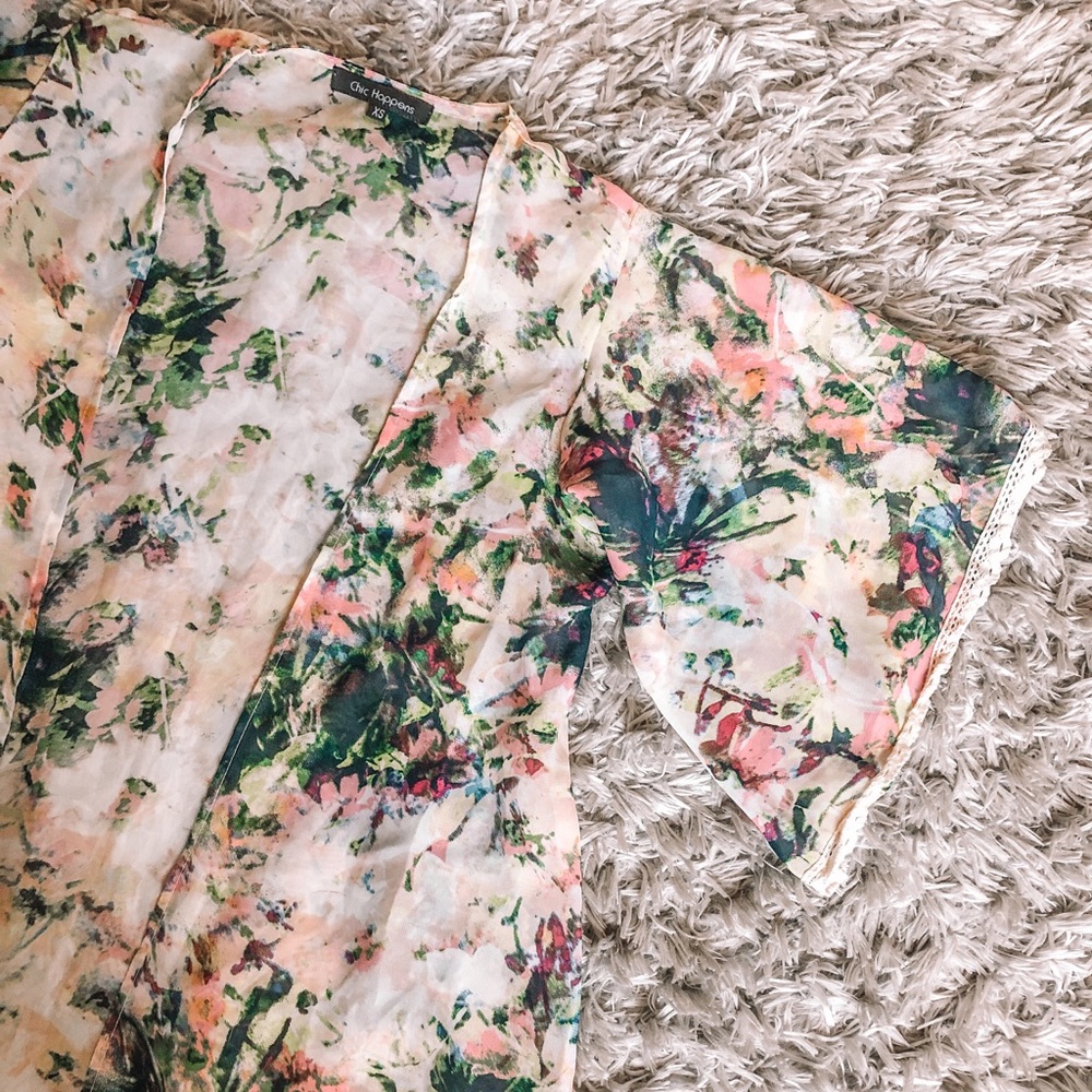Watercolor floral kimono